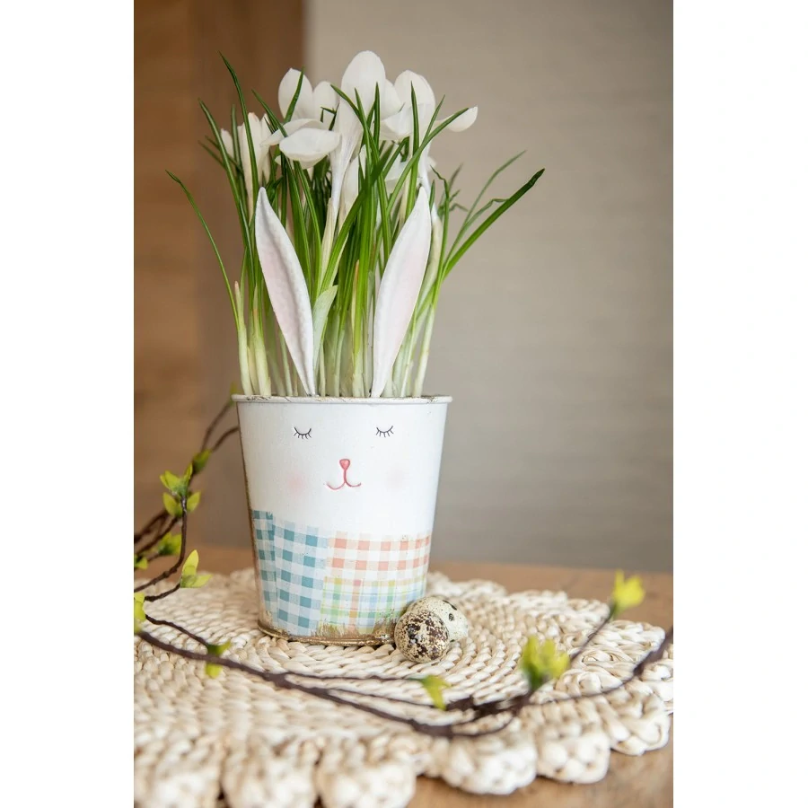 Kovový květináč "Zajíček" - 23 cm