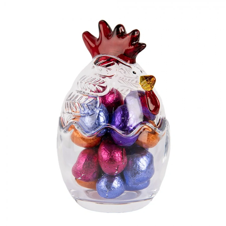 Skleněná dóza "Slepička" - 14 cm 