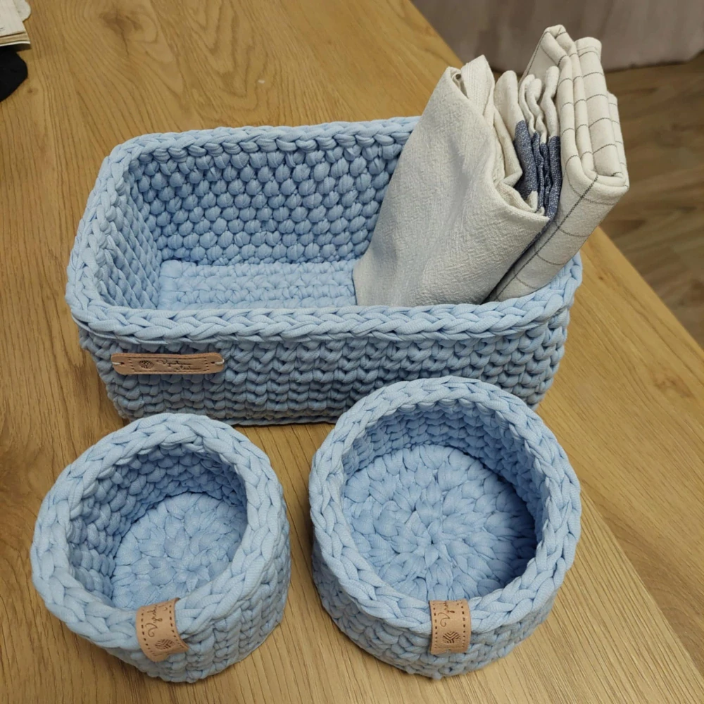 Háčkované košíky set 3 ks 