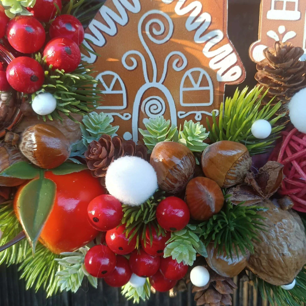 Vánoční věnec - 30 cm "Perníková chaloupka"