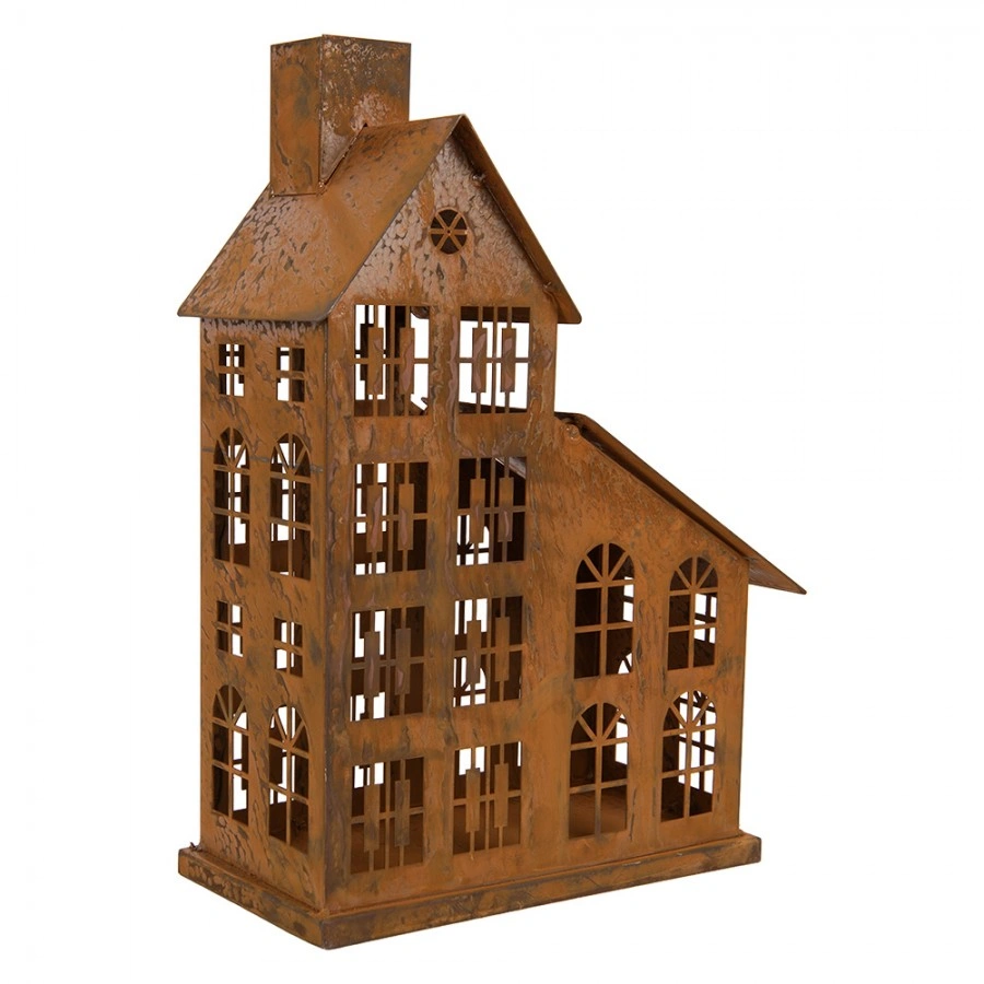 Kovová lucerna domek - 32 cm