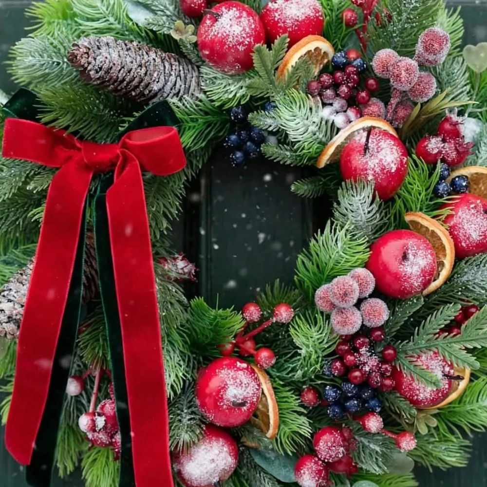 Vánoční věnec "Pomeranč a jablíčka" - 35 cm