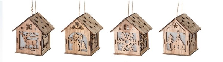 Vánoční LED domek - 9 cm 