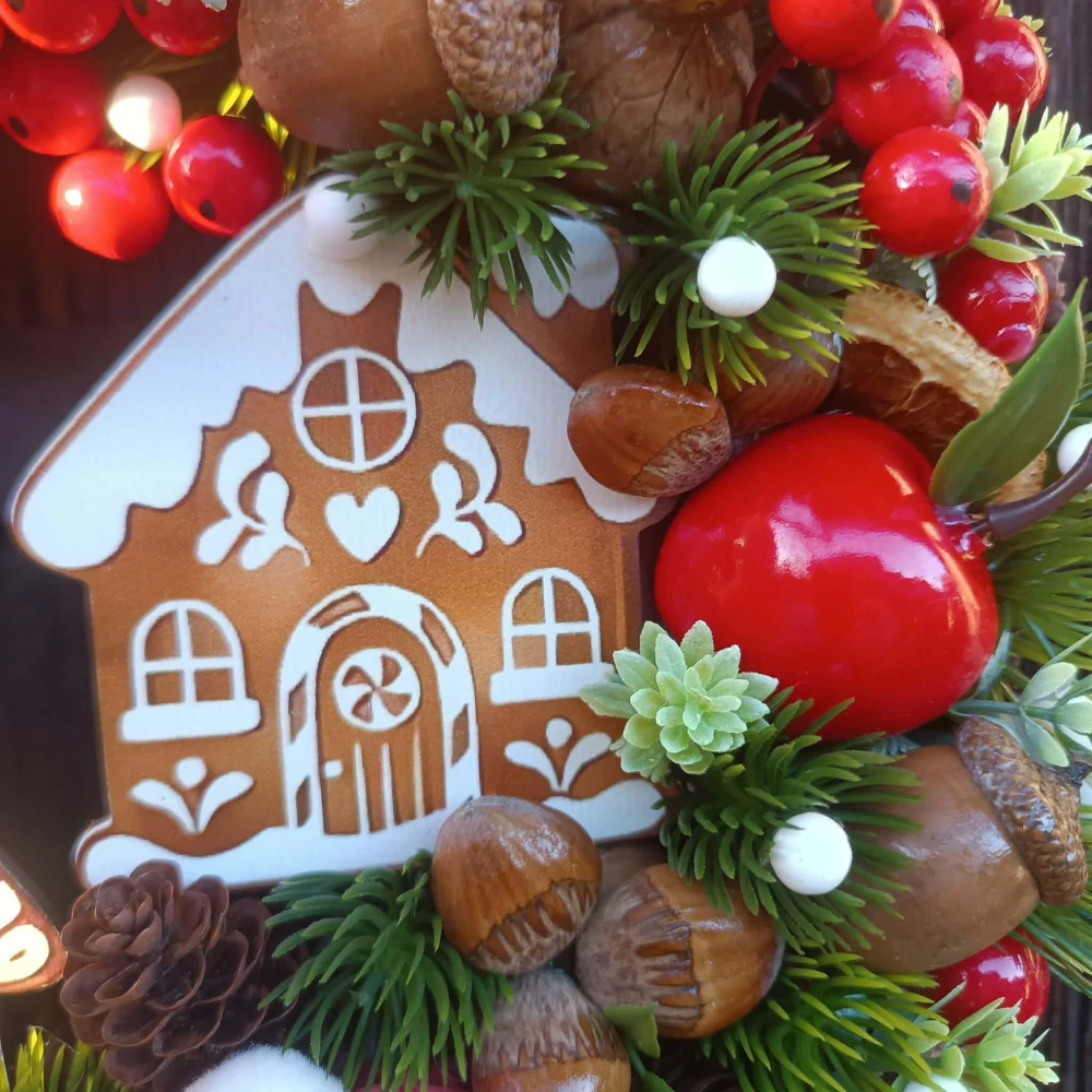 Vánoční věnec - 30 cm "Perníková chaloupka"