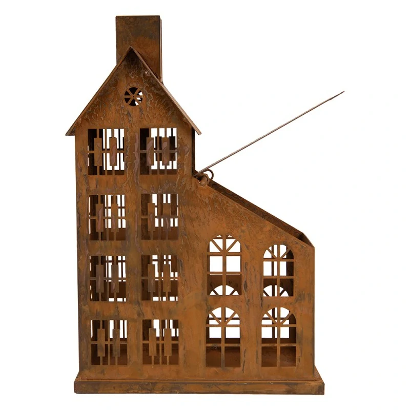 Kovová lucerna domek - 32 cm