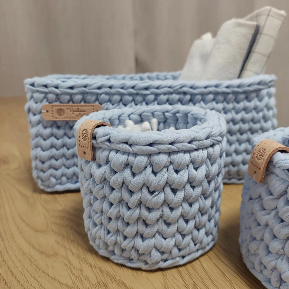 Háčkované košíky set 3 ks 