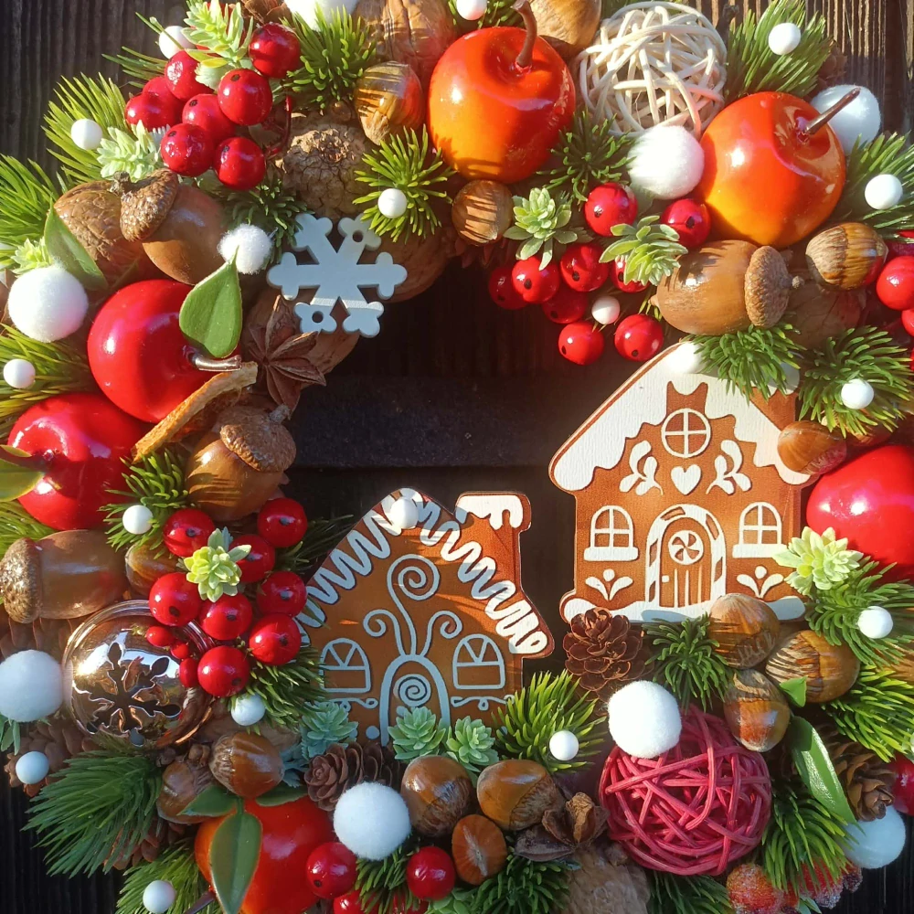 Vánoční věnec - 30 cm "Perníková chaloupka"
