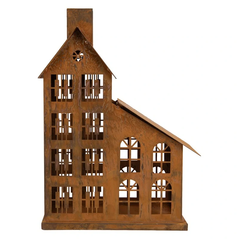 Kovová lucerna domek - 32 cm
