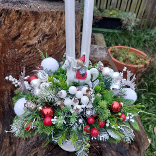 Vánoční svícen - 19 cm "Koník s andílkem" 