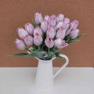 Umělý tulipán - levandulový žíhaný 