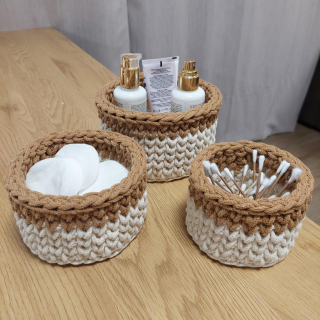 Háčkované košíky set 3 ks 