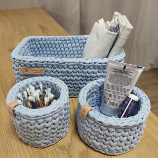 Háčkované košíky set 3 ks 
